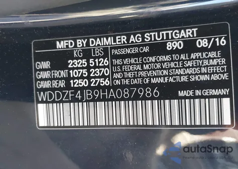 2017 Mercedes-Benz E 300 from USA, damaged, VIN WDDZF4JB9HA087986